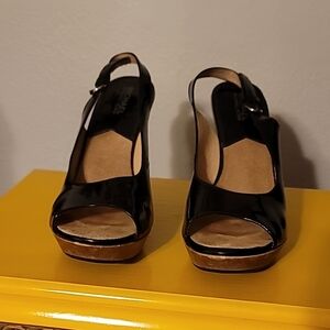 Black Patent Leather Women's Slingback Heels